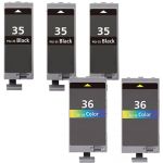 Canon PGI-35 &amp; CLI-36 Black &amp; Color 5-pack Ink Cartridges