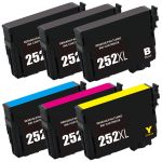 Epson 252XL T252XL Black &amp; Color 6-pack HY Ink Cartridges