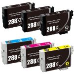 Epson 288XL T288XL Black &amp; Color 6-pack HY Ink Cartridges