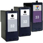 Lexmark #32 Black &amp; #33 Color 3-pack Ink Cartridges