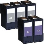 Lexmark #44XL Black &amp; #43XL Color 5-pack HY Ink Cartridges