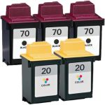 Lexmark #70 Black &amp; #20 Color 5-pack Ink Cartridges