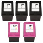 HP 62XL High Yield Black &amp; Color 5-pack Ink Cartridges