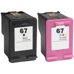 Replacement HP Printer Ink 67 Cartridges Combo Pack of 2 - 1 Black & 1 Tri-color