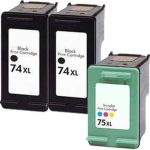 HP 74XL Black &amp; HP 75XL Color 3-pack High Yield Ink Cartridges