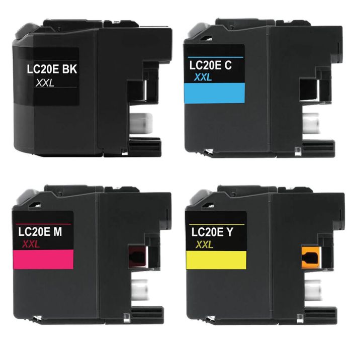 Brother LC20E Black & Color 4-pack High Yield Ink Cartridges
