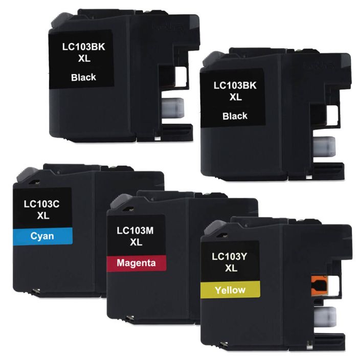 Brother LC103 XL Black & Color 5-pack High Yield Ink Cartridges