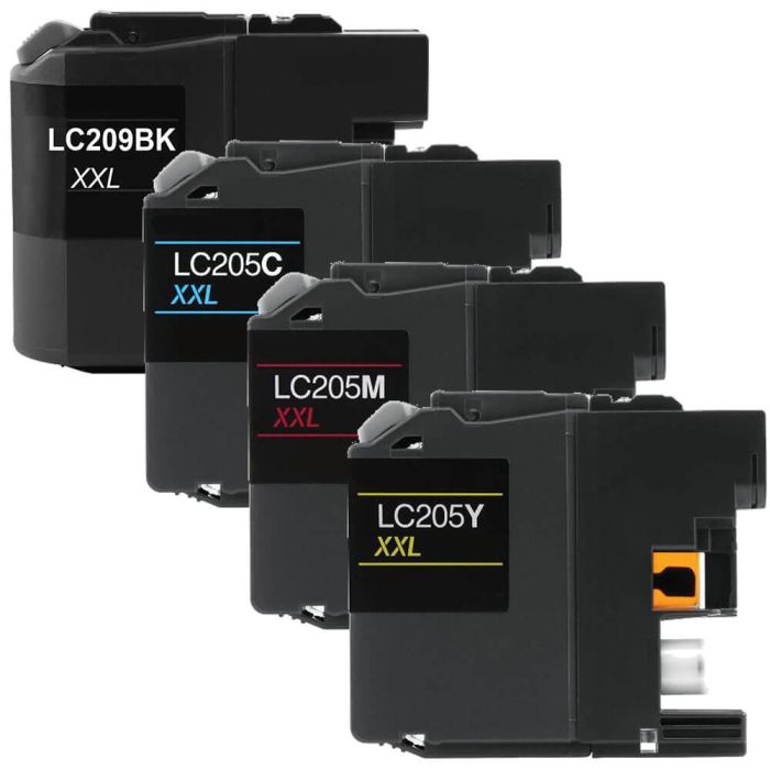 Brother LC209 & LC205 Black & Color 4-pack XXL Ink Cartridges