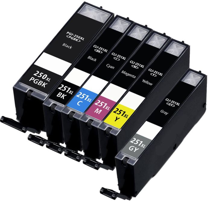 Canon PGI-250XL & CLI-251XL Black & Color 6-pack HY Ink Cartridges