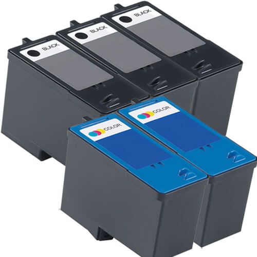 Dell (Series 9) MK992 Black & MK993 Color 5-pack Ink Cartridges