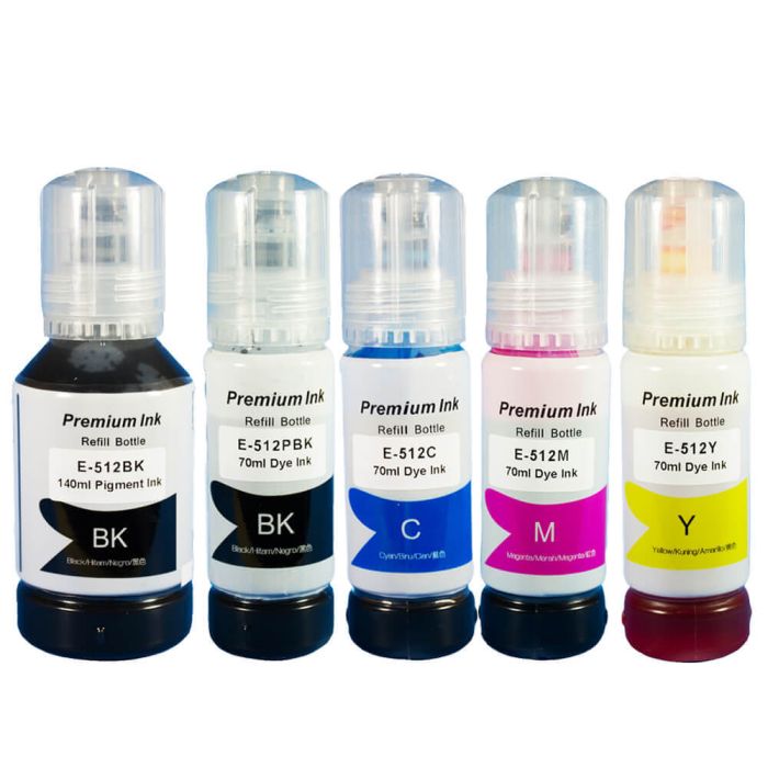 Epson 512 T512 Black & Color 5-pack Ink Bottles