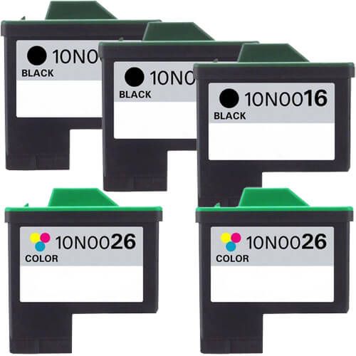 Lexmark #16 Black & #26 Color 5-pack Ink Cartridges