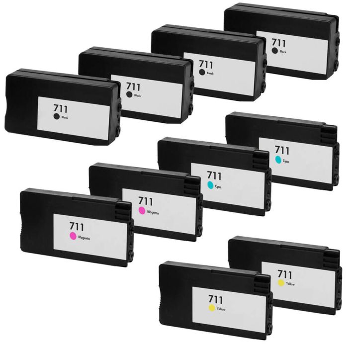 HP 711 Black & Color 10-pack High Yield Ink Cartridges