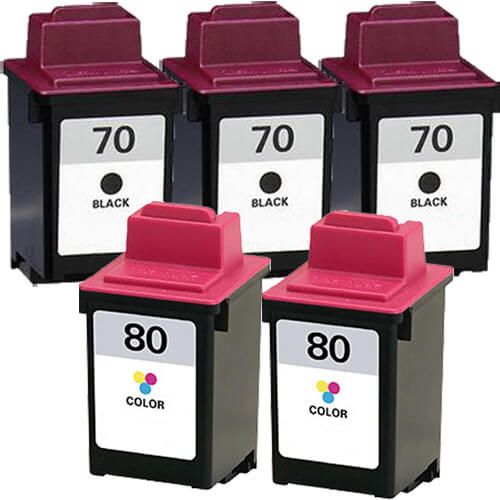 Lexmark #70 Black & #80 Color 5-pack Ink Cartridges