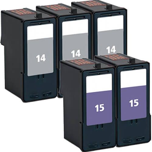 Lexmark #14 Black & #15 Color 5-pack Ink Cartridges