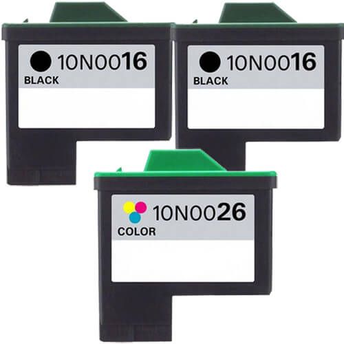 Lexmark #16 Black & #26 Color 3-pack Ink Cartridges