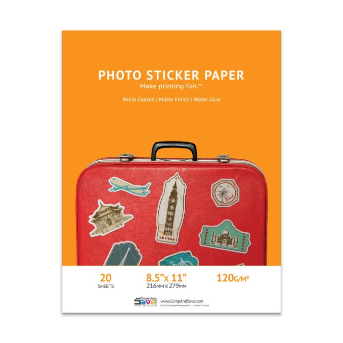 Premium 8.5x11 Matte Inkjet Photo Sticker Paper - 20 sheets