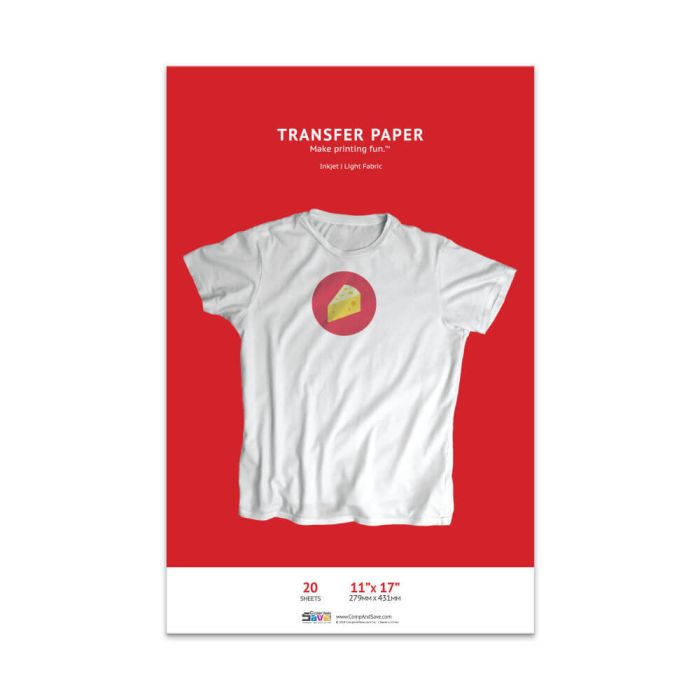 Premium 11x17 T-shirt Transfers, 20-sheet, Light Fabric