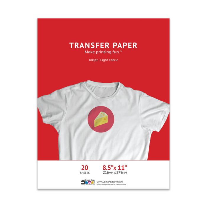 8.5x11 Iron-on Transfer Paper, T-Shirt Transfer Paper for Light Fabric