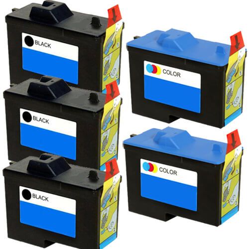 Dell (Series 2) 7Y743 Black & 7Y745 Color 5-pack Ink Cartridges