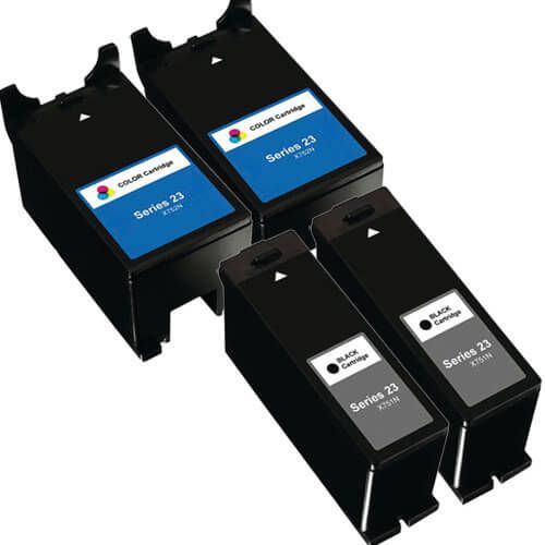 Dell (Series 23) T105N Black & T106N Color 4-pack Ink Cartridges