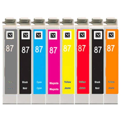 Epson 87 T087 Black & Color 8-pack High Yield Ink Cartridges