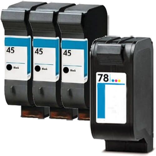 HP 45 Black & HP 78 Color 4-pack Ink Cartridges