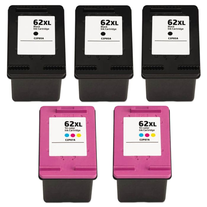 HP 62XL High Yield Black & Color 5-pack Ink Cartridges