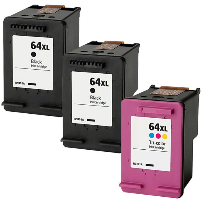 HP 64XL Combo Pack 3 Ink Cartridges
