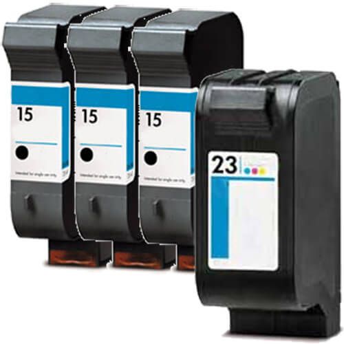 HP 15 Black & HP 23 Color 4-pack Ink Cartridges