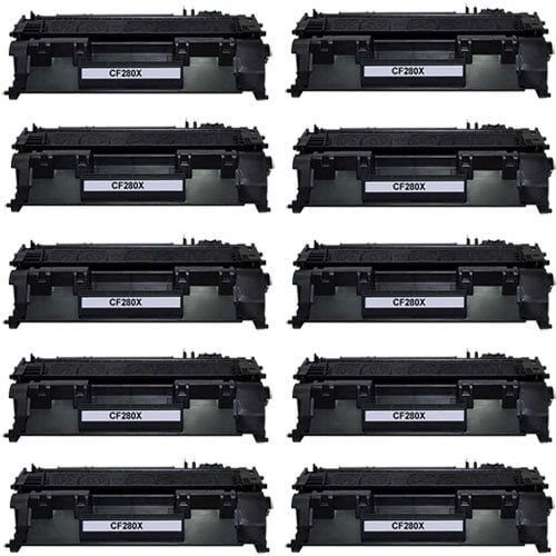 HP 80X (CF280X) 10-pack High Yield Black Toner Cartridges