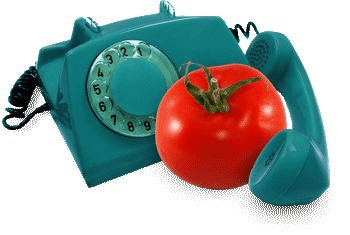 rotary dial phone with tomato