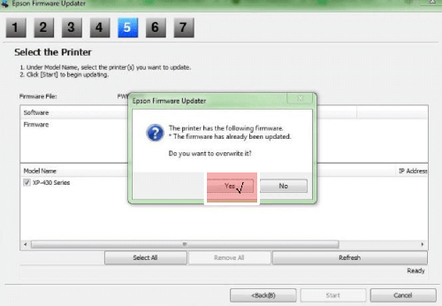 Epson Firmware Updater step 4